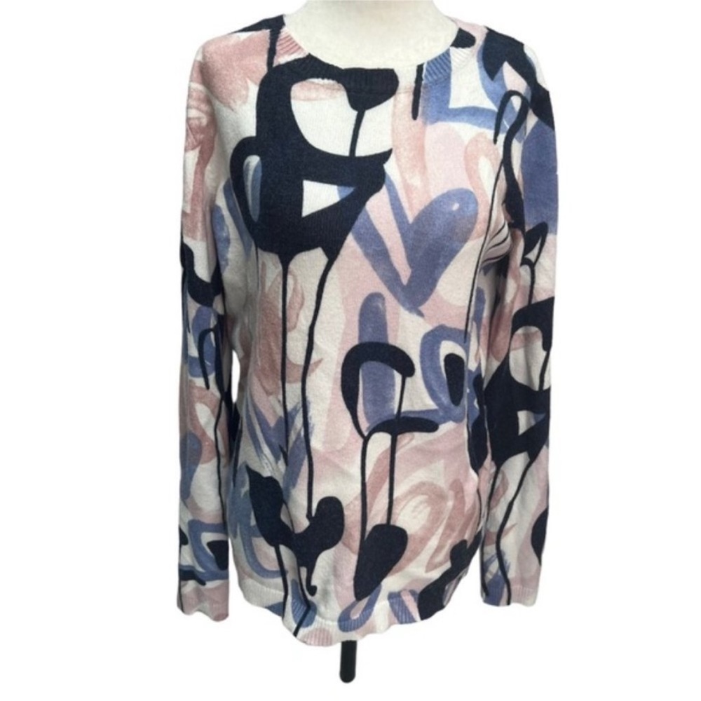 CHARLIE B Pink and Blue Abstract Sweater - Picture 2 of 9